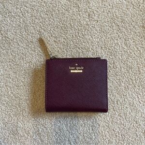 Kate Spade Zipper Wallet Plum Purple Compact Bifold Cardholder